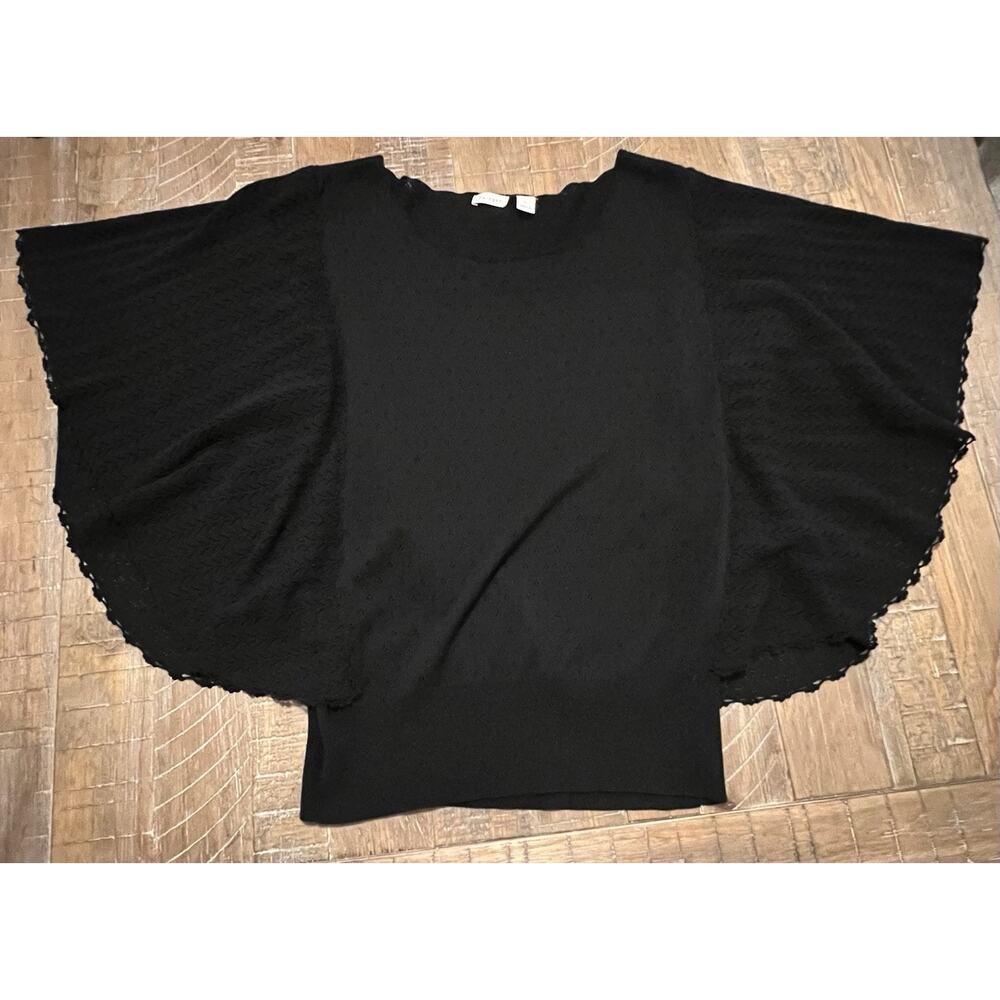 Halogen Women’s Blouse Angel Sleeves Eyelet Knit Top Size Large Career Wedding